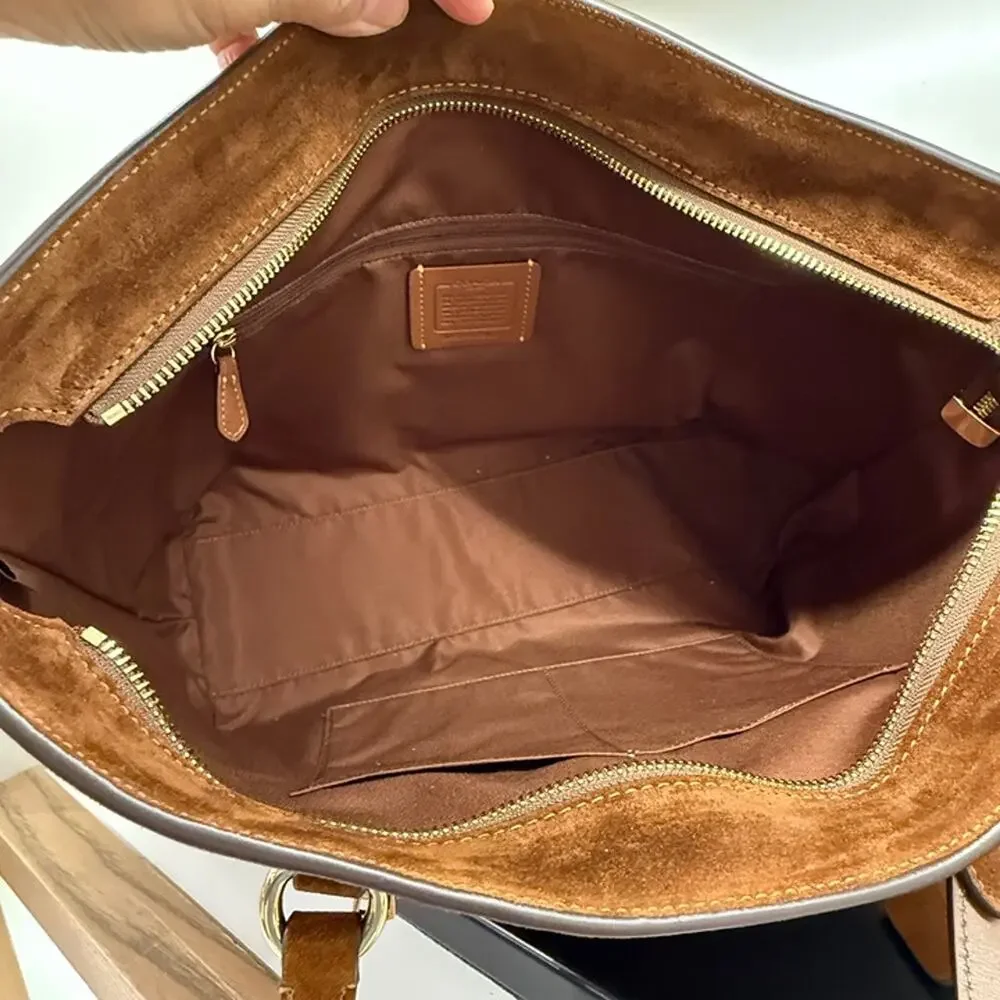 NEW‼️Coach Station Tote Bag CEW20 suede/Gold/Warm Brown